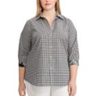 Plus Size Chaps Striped No-iron Broadcloth Shirt, Women's, Size: 3xl, Black
