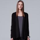 Women's Simply Vera Vera Wang Mixed-media Flyaway Cardigan, Size: Xs, Black