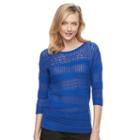 Women's Dana Buchman Open-work Scoopneck Sweater, Size: Small, Blue
