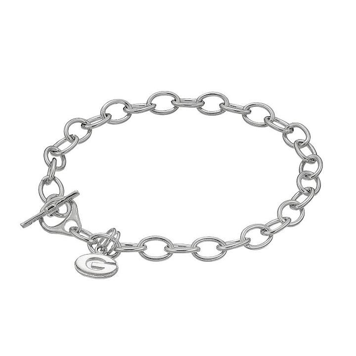 Dayna U Sterling Silver Georgia Bulldogs Charm Toggle Bracelet, Women's, Grey