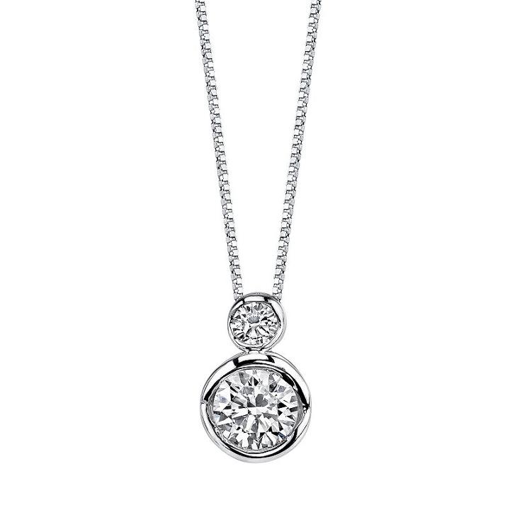Sirena Collection 14k White Gold 1/4 Carat T.w. Certified Diamond 2-stone Pendant Necklace, Women's, Size: 18