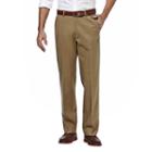 Men's Haggar Premium No Iron Khaki Stretch Straight-fit Flat-front Pants, Size: 30x32, Beig/green (beig/khaki)