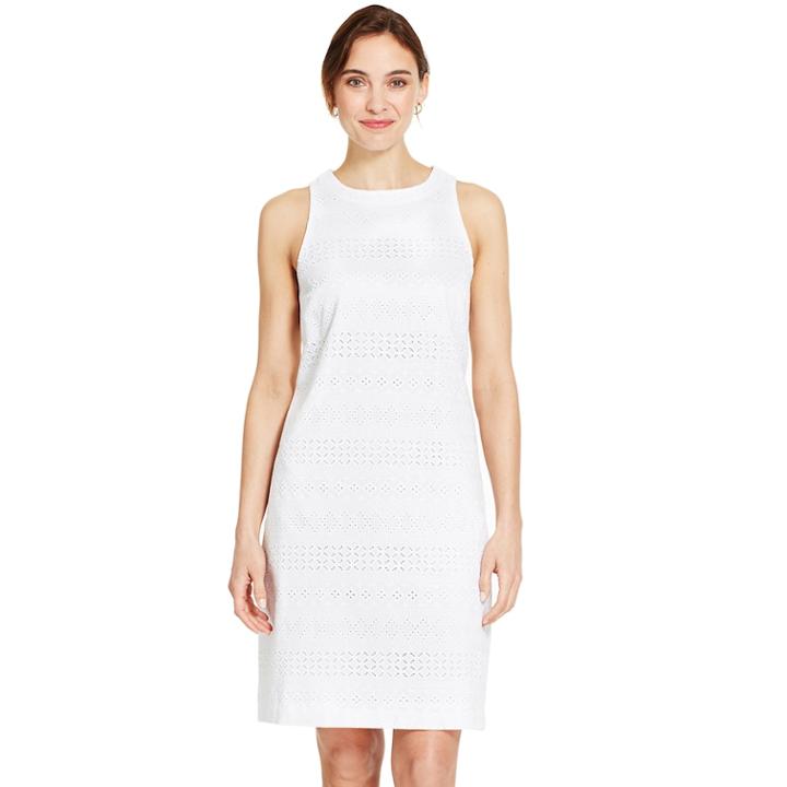 Women's Izod Eyelet Sheath Dress, Size: Medium, White