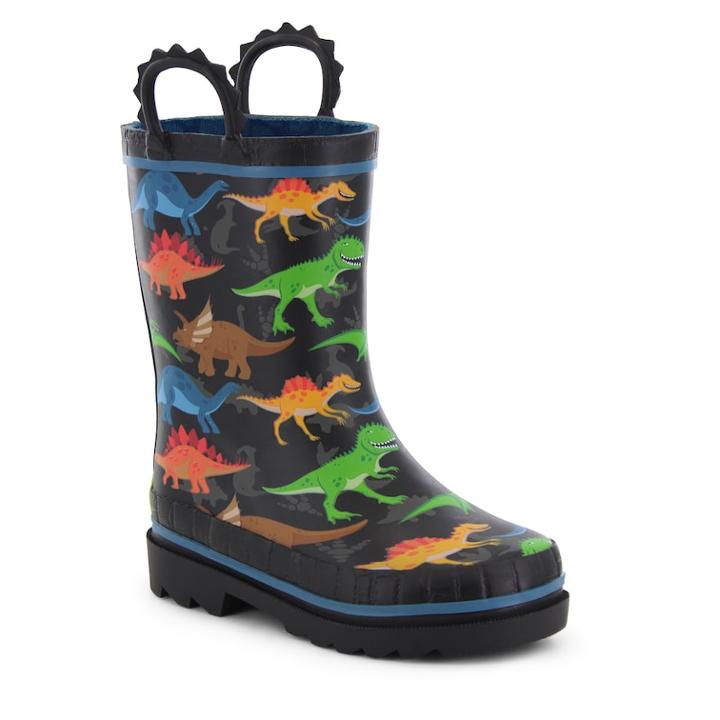 Western Chief Dino World Boys' Waterproof Rain Boots, Size: 13, Black