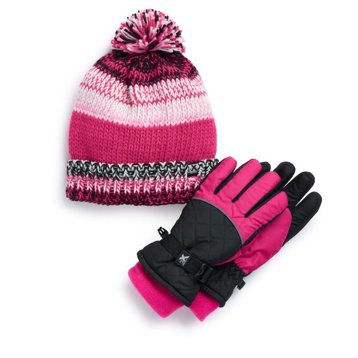 Girls 4-16 Zeroxposur Riley Hat & Gloves Set, Size: S-m, Black