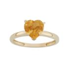 Citrine 10k Gold Heart Ring, Women's, Size: 10, Orange