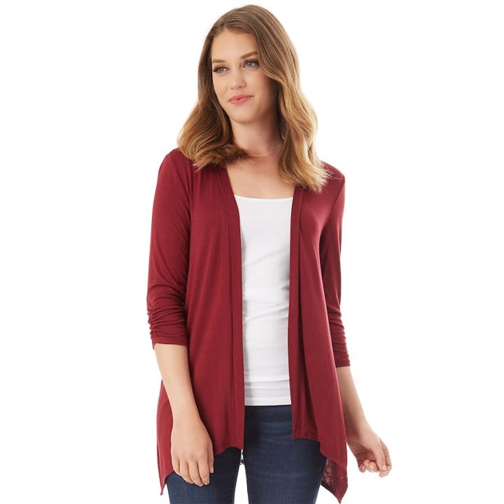 Women's Apt. 9&reg; Lace Back Cardigan, Size: Small, Dark Red