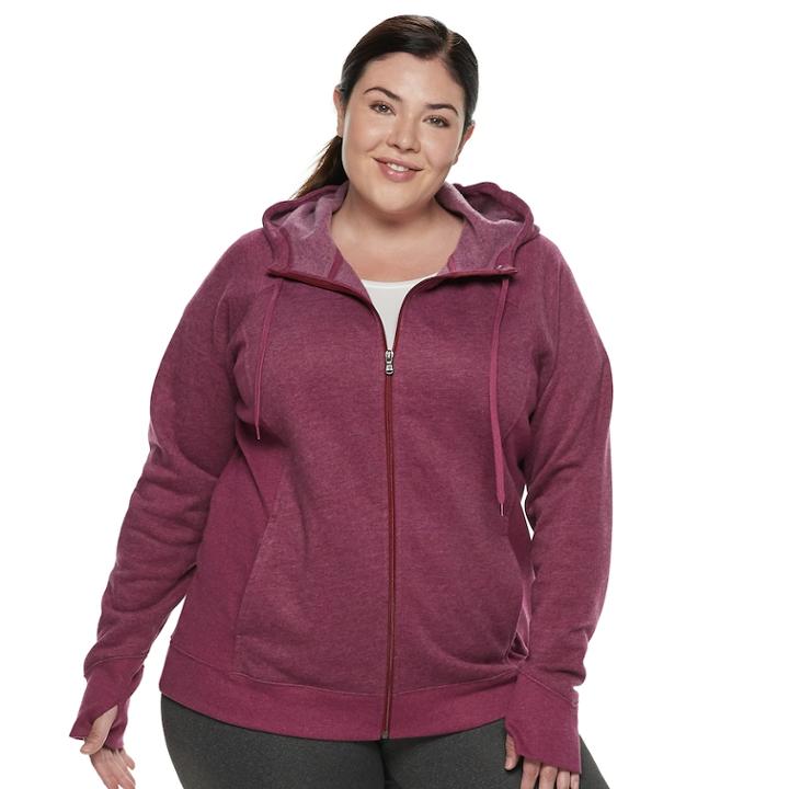 Plus Size Tek Gear&reg; Hooded Fleece Jacket, Women's, Size: 2xl, Dark Red