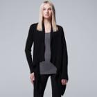 Women's Simply Vera Vera Wang Mixed-stitch Flyaway Cardigan, Size: Small, Black