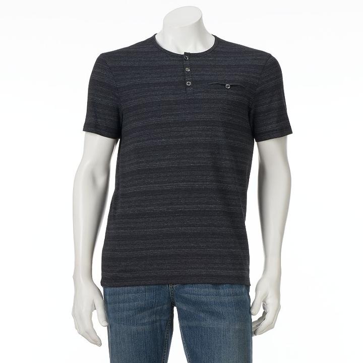 Men's Rock & Republic Textured Henley Tee, Size: Medium, Oxford