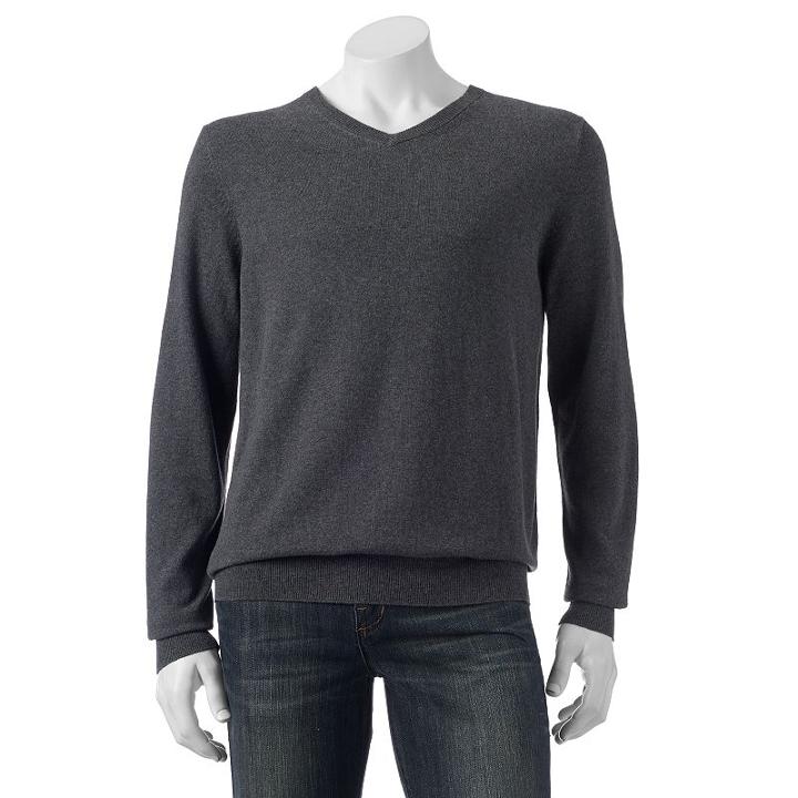 Big & Tall Croft & Barrow&reg; Classic-fit 12gg V-neck Sweater, Men's, Size: 3xb, Dark Grey
