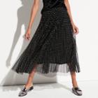 K/lab Pleated Mesh Midi Skirt, Size: Small, Black