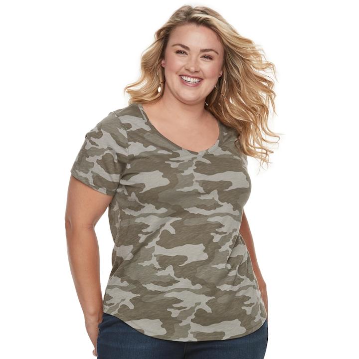Plus Size Sonoma Goods For Life&trade; Essential V-neck Tee, Women's, Size: 3xl, Lt Green