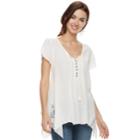 Women's World Unity Flutter Henley Top, Size: Medium, White