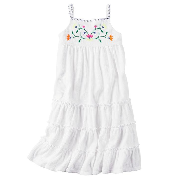 Girls 4-8 Carter's Embroidered Tiered Maxi Dress, Girl's, Size: 7, White