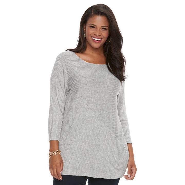 Plus Size Croft & Barrow&reg; Ribbed Tunic, Women's, Size: 3xl, Light Grey