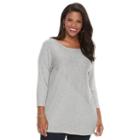 Plus Size Croft & Barrow&reg; Ribbed Tunic, Women's, Size: 3xl, Light Grey