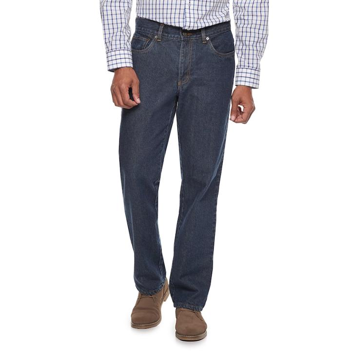 Men's Croft & Barrow&reg; Straight-fit Flannel-lined Jeans, Size: 36x30, Dark Blue