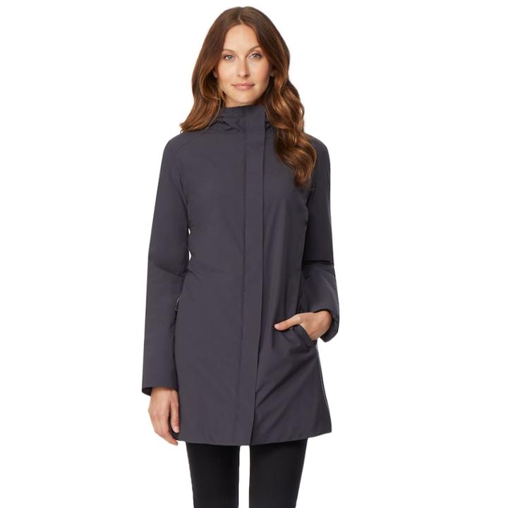 Women's Heat Keep Dynamic Storm Tech Hooded Long Rain Jacket, Size: Xxl, Dark Blue