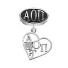Logoart Alpha Omicron Pi Sterling Silver Sorority Symbol Charm, Women's, Grey