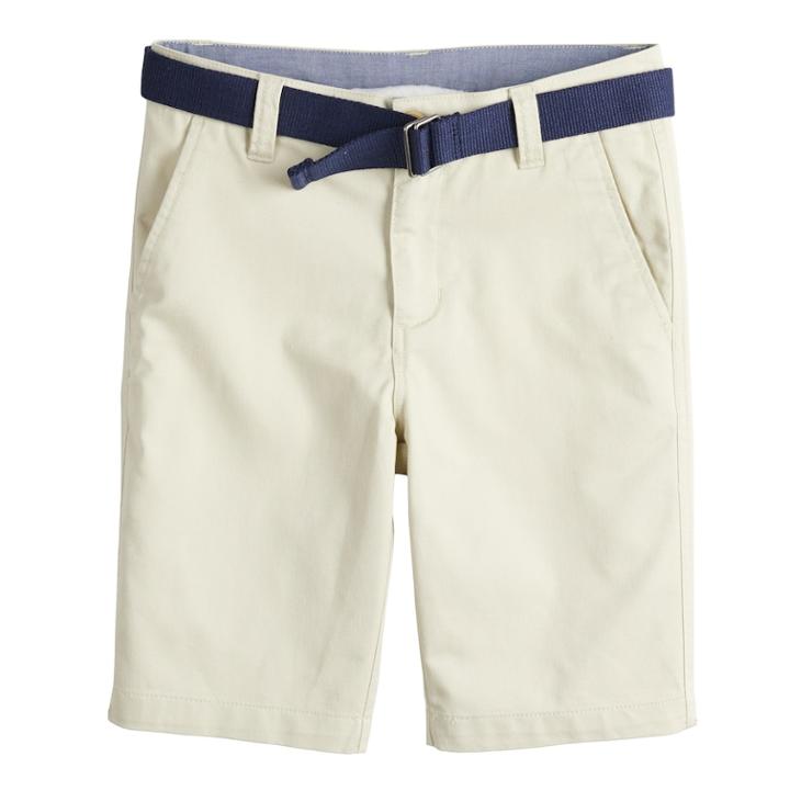 Boys 4-20 Chaps Belted Dean Shorts, Size: 10, White