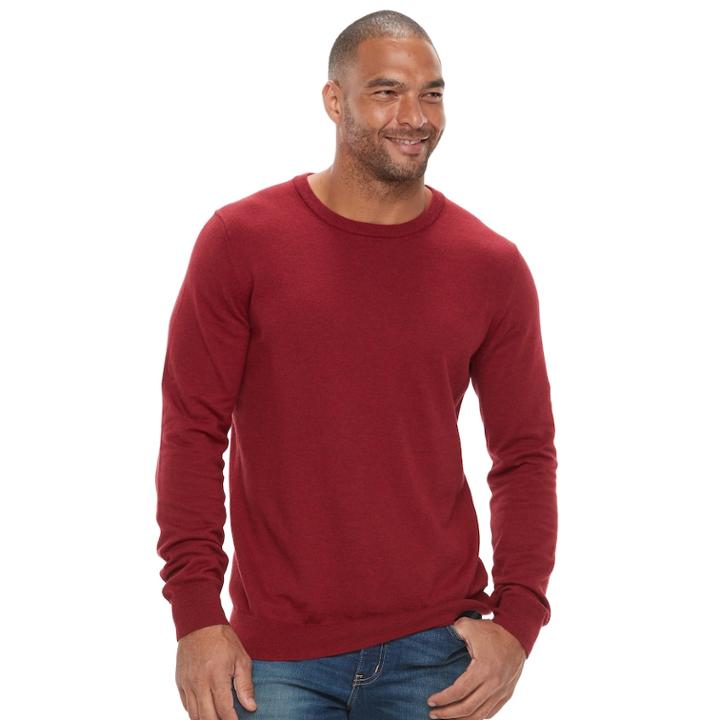 Big & Tall Sonoma Goods For Life&trade; Classic-fit Coolmax Crewneck Sweater, Men's, Size: 4xb, Dark Red