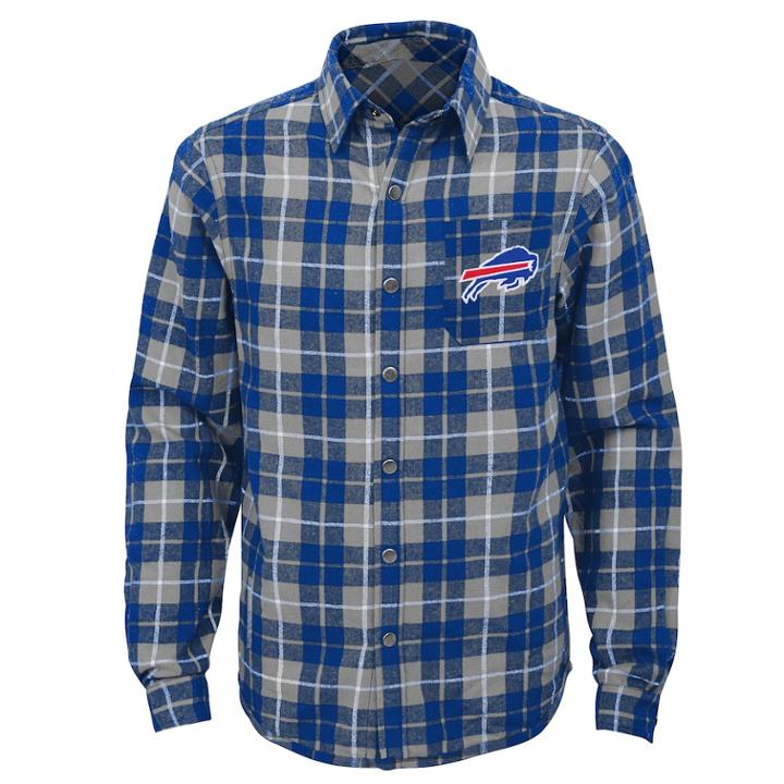 Boys 8-20 Buffalo Bills Sideline Plaid Shirt, Size: Xl 18-20, Blue