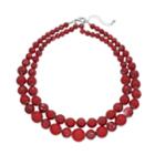 Red Bead Double Strand Necklace, Women's