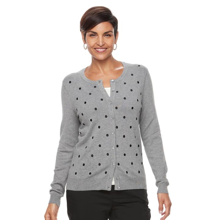 Women's Croft & Barrow&reg; Button-down Cardigan, Size: Xl, Med Grey