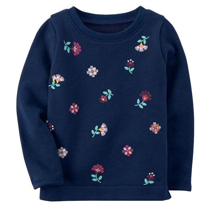 Girls 4-8 Carter's Flower Detail Sweatshirt, Size: 5, Blue