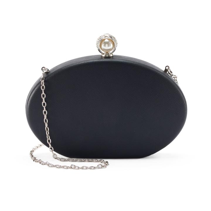 Lenore By La Regale Rhinestone & Simulated Pearl Rounded Miniaudiere, Women's, Black