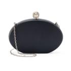 Lenore By La Regale Rhinestone & Simulated Pearl Rounded Miniaudiere, Women's, Black