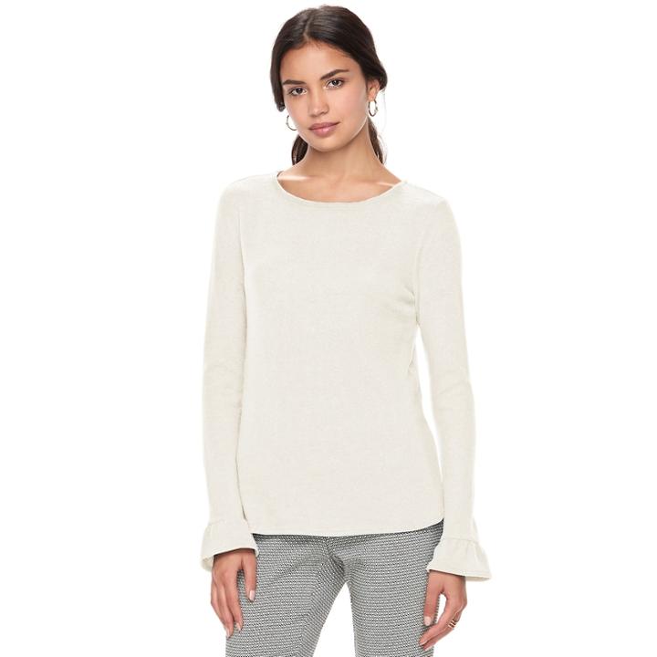 Women's Elle&trade; Ruffle Top, Size: Medium, White