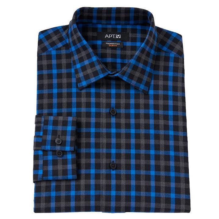 Men's Apt. 9&reg; Slim-fit Flex Collar Dress Shirt, Size: 17.5-32/33, Brt Blue