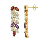 18k Gold Over Silver Gemstone Leaf Linear Drop Earrings, Women's, Multicolor