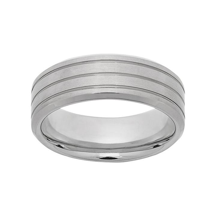Titanium Striped Wedding Band - Men, Size: 10, White
