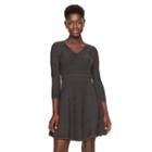 Women's Dana Buchman Textured Fit & Flare Sweaterdress, Size: Xl, Dark Grey