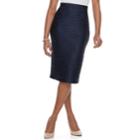 Women's Double Click Jacquard Midi Pencil Skirt, Size: Small, Blue (navy)