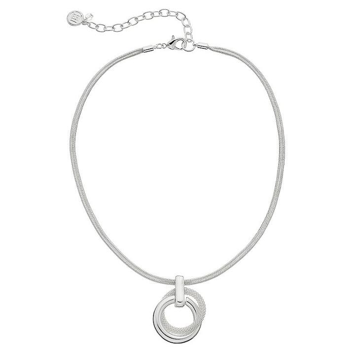 Dana Buchman Mesh Interlocked Circle Pendant Necklace, Women's, Silver