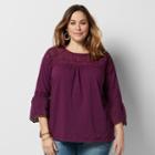 Plus Size Sonoma Goods For Life&trade; Embroidered Peasant Top, Women's, Size: 1xl, Med Purple