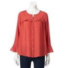 Women's Lc Lauren Conrad Beaded Ruffle Blouse, Size: Xl, Orange