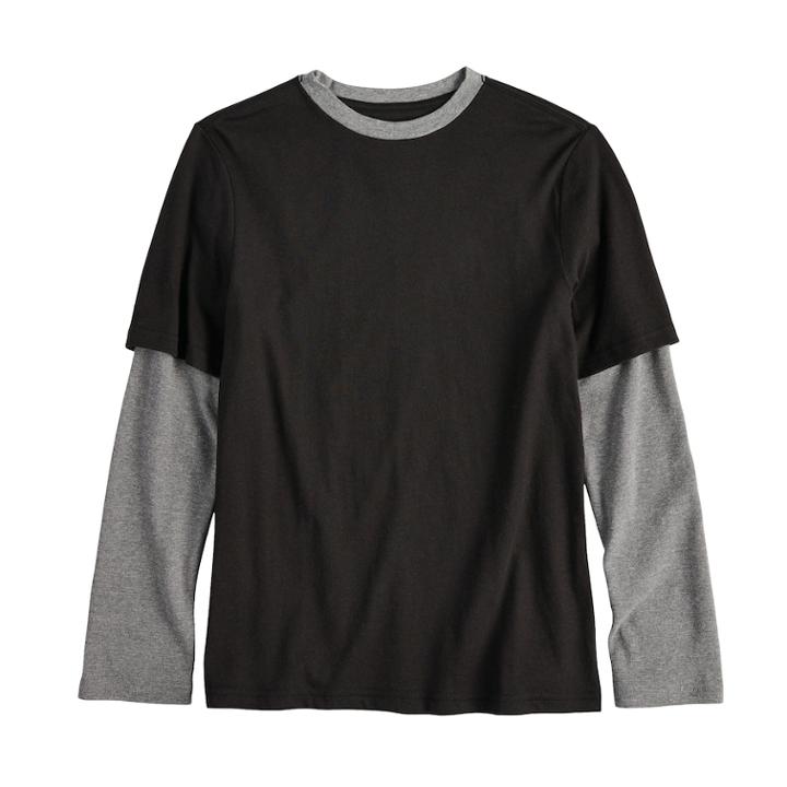 Boys 8-20 Urban Pipeline&reg; Mock-layered Tee, Size: Large, Black