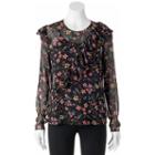 Liv-on, Juniors' Ruffle Sheer Chiffon Top, Girl's, Size: Small, Grey Other