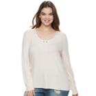 Juniors' Plus Size Mudd&reg; Cozy Cross Front Tunic, Teens, Size: 1xl, Light Pink