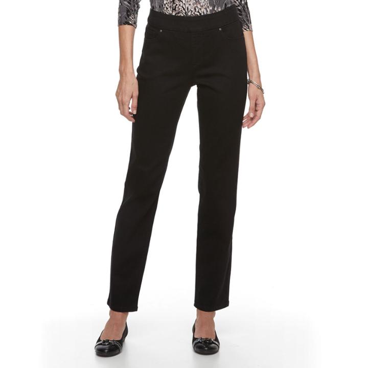 Women's Croft & Barrow&reg; Perfectly Slimming Denim Straight-leg Jeans, Size: 16 Short, Black