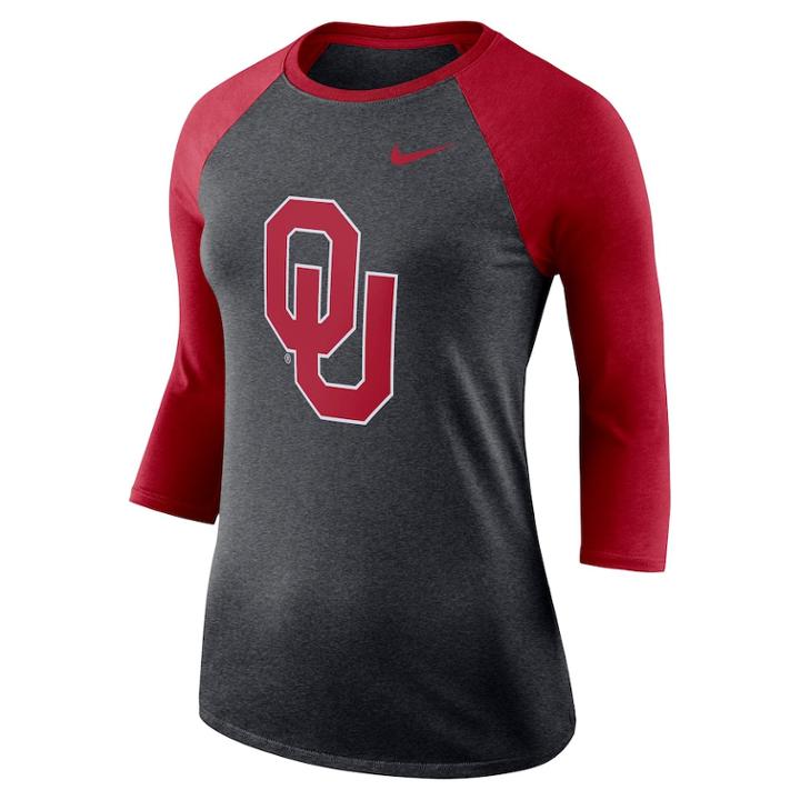 Women's Nike Oklahoma Sooners Baseball Tee, Size: Xl, Grey