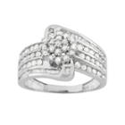 1 Carat T.w. Diamond Sterling Silver Swirl Ring, Women's, Size: 7, White