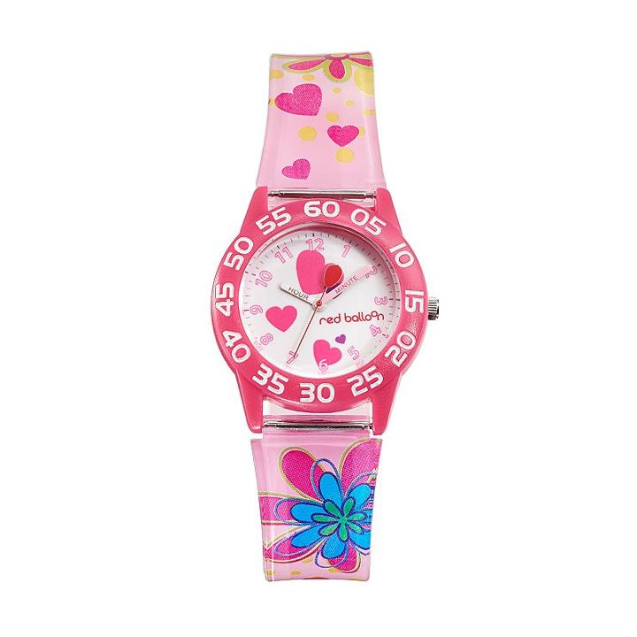 Red Balloon Kids' Time Teacher Heart & Flower Watch, Girl's, Multicolor