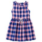 Girls 4-8 Carter's Blue & Peach Plaid Pattern Dress, Size: 6-6x