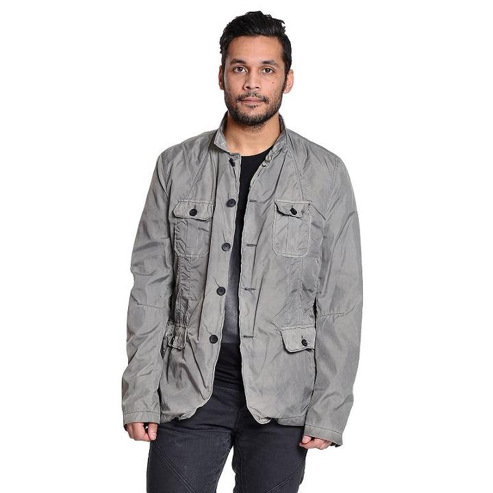 Men's Excelled Military Button-up Jacket, Size: Xl, Grey